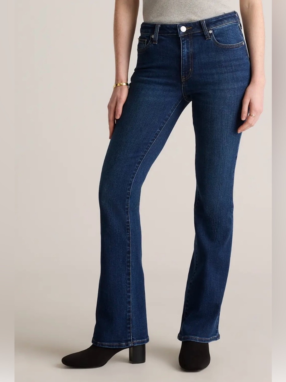 Quince Luna Stretch Flare Jeans Midnight Blue Size 26